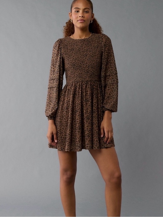 American Eagle Outfitters Dresses & Skirts - American Eagle Leopard Dress Long Sleeve Small